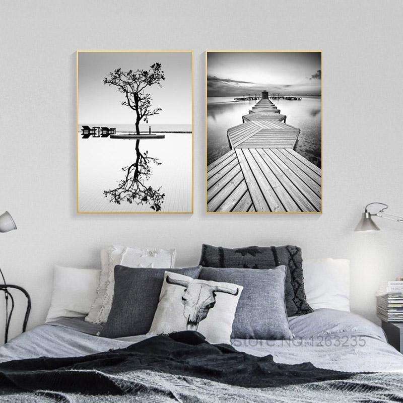 Black and White Nordic Poster Canvas Prints Abstract Wall Art Unframed