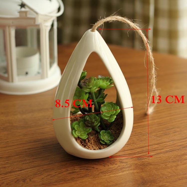 Decorative Ceramic Hanging Planter Pot with Artificial Plant