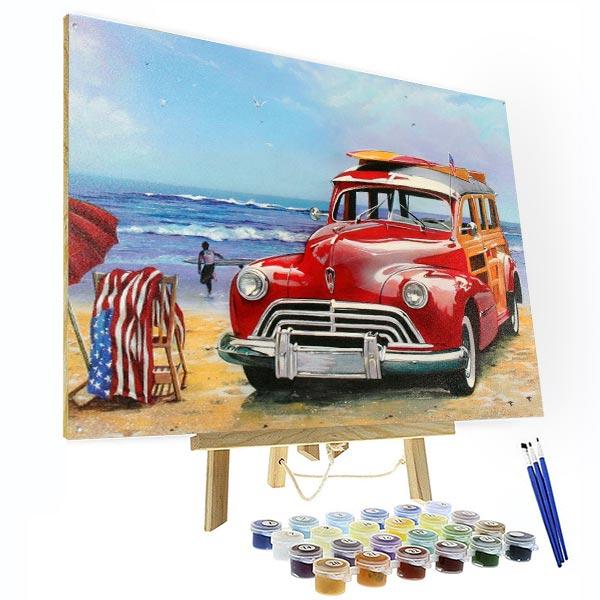 Paint by Numbers Kit - Vintage Car by The Sea Deco26