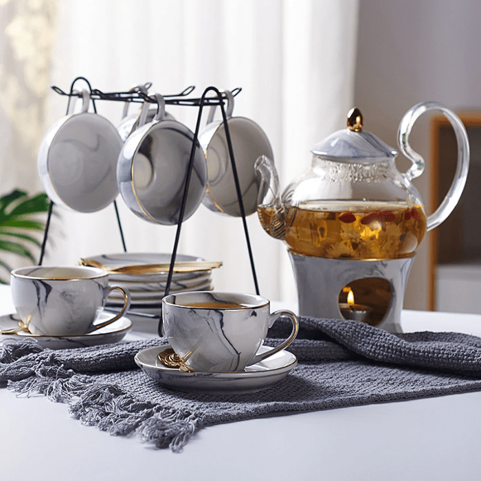Marble Teacup Collection Set