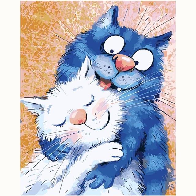 Lovely Cartoon Cat DIY Paint By Numbers Canvas Wall Art 40x50 CM