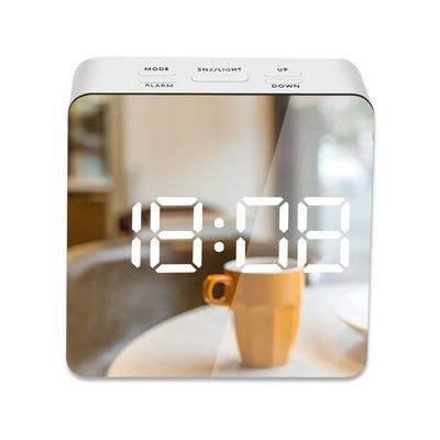 LED Mirror Alarm Clock Digital Snooze Temperature Display