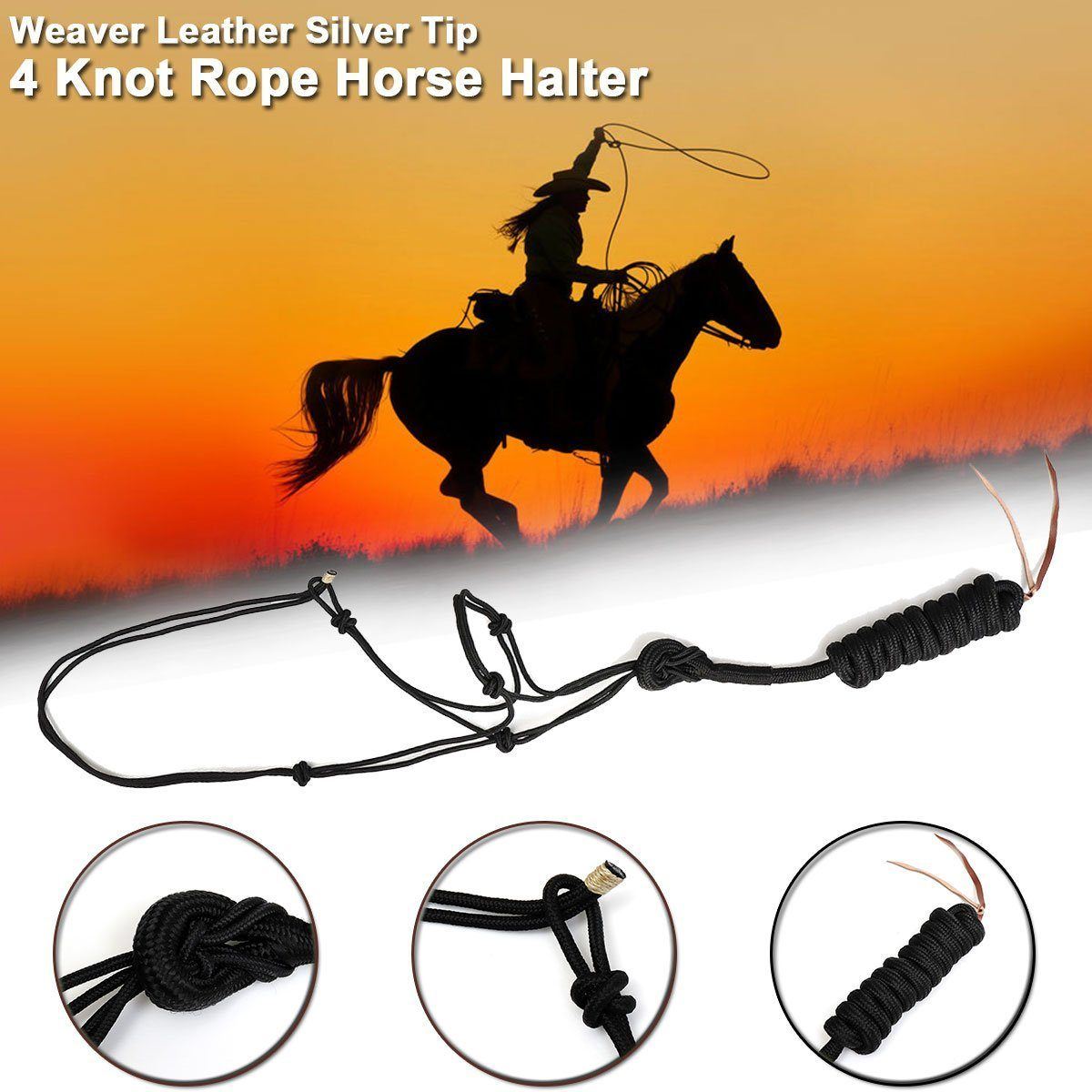 Weaver Leather Silver Tip 4 Knot Rope Horse Halter