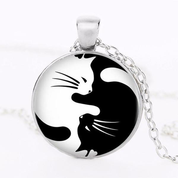 Yin Yang Cats Necklace Pendant ﻿